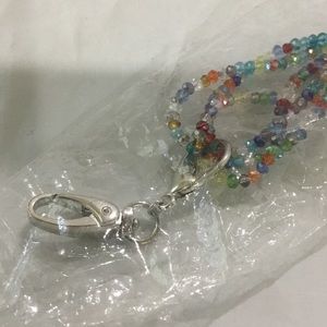 Boojee multicolored beaded glass ID holder new